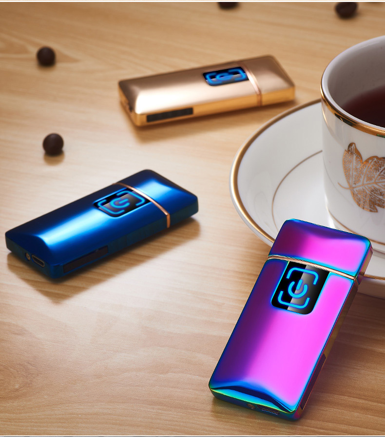 2019 mới mạng cảm ứng vân tay màu đỏ sạc nhẹ cá nhân tùy chỉnh usb điện tử thuốc lá nhẹ hơn để gửi bạn trai thủy triều - Bật lửa quẹt dupont