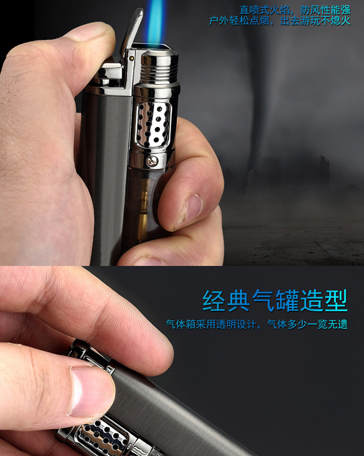 Gió nhẹ bật thẳng vào ngọn lửa màu xanh cá tính sáng tạo cơ thể bơm hơi nam kim loại điện nhẹ máy tùy chỉnh chữ bật lửa đẹp giá rẻ