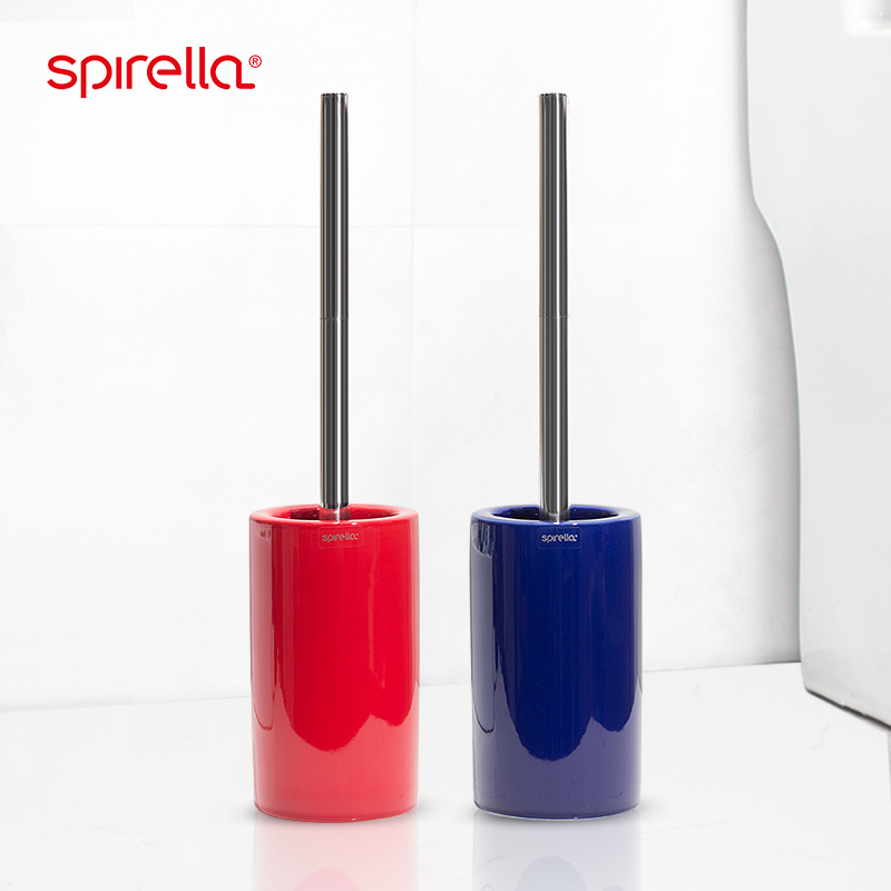 Swiss Spirella Toilet Brush Ceramic Glossy Surface with Base Soft Bristle Toilet Brush Cleaning Toilet Brush Holder Set