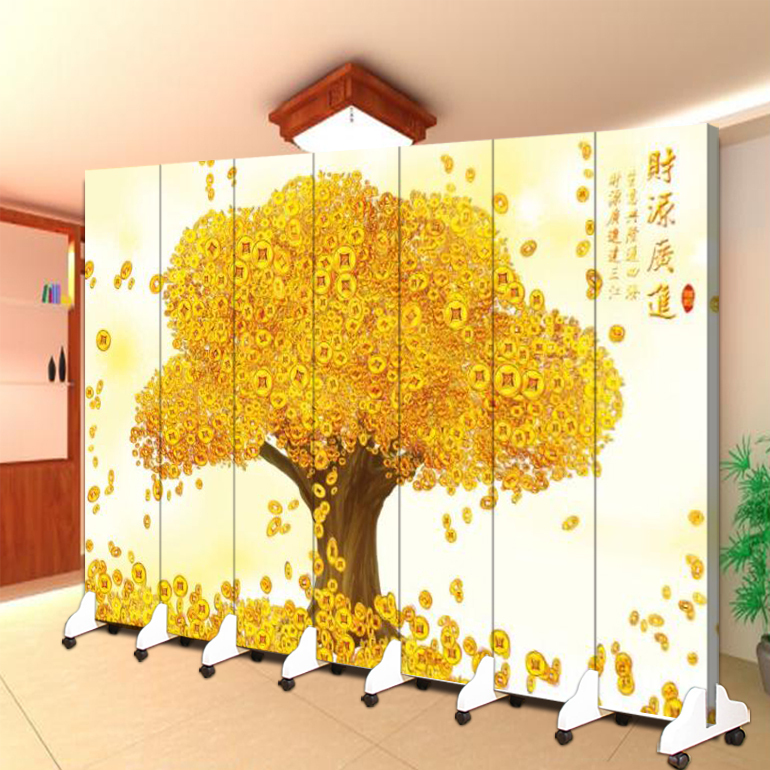 Money Tree Screen Partition for Living Room, Foldable and Movable, Fortune Tree, Money Tree, Feng Shui Home Decoration