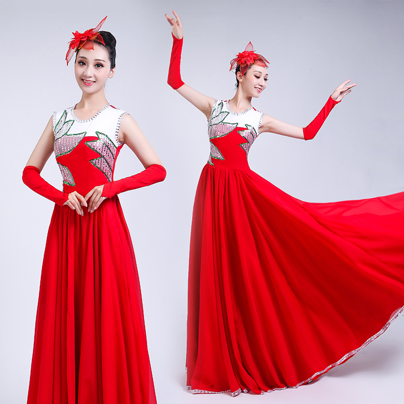 720-degree large skirt performance costume opening dance big swing skirt costume chiffon drape song accompaniment dance chorus stage costume