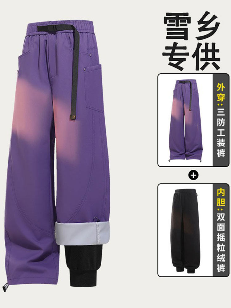 Northeast Harbin Unisex Windproof and Waterproof Outdoor Mountaineering Pants, Three-Proof Gear, Warm Snow Pants