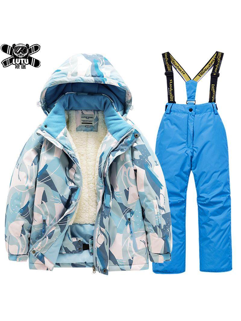 Children's Ski Clothing for Boys and Girls, Small, Medium and Large Kids, Split Windproof and Waterproof Professional Snow Country Equipment Set, Quick-Drying Clothing