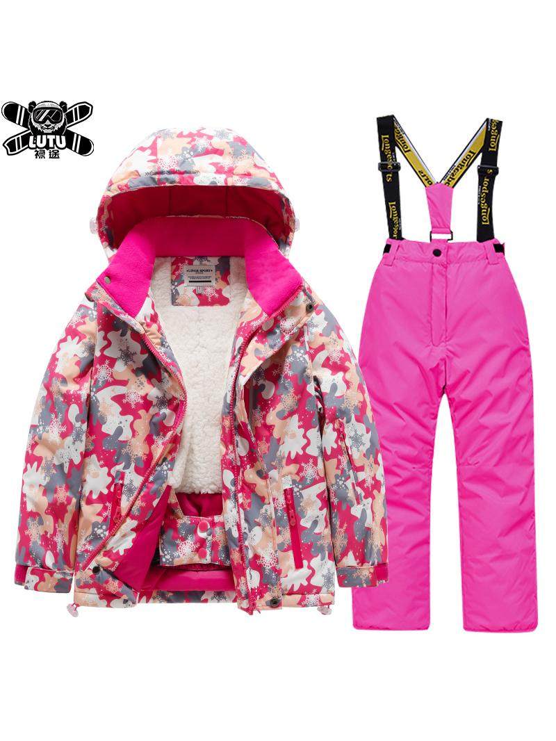 Children's Ski Suits for Boys and Girls, Small, Medium and Large Kids, One-Piece Thickened Fleece, Waterproof and Warm, Professional Snow Country Equipment