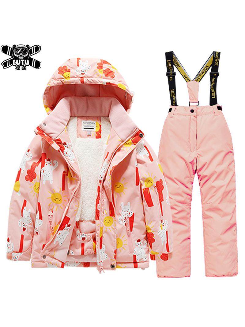 Children's Ski Clothing for Boys and Girls, Small, Medium and Large Kids, Split Windproof and Waterproof Professional Snow Country Equipment Set, Quick-Drying Clothing