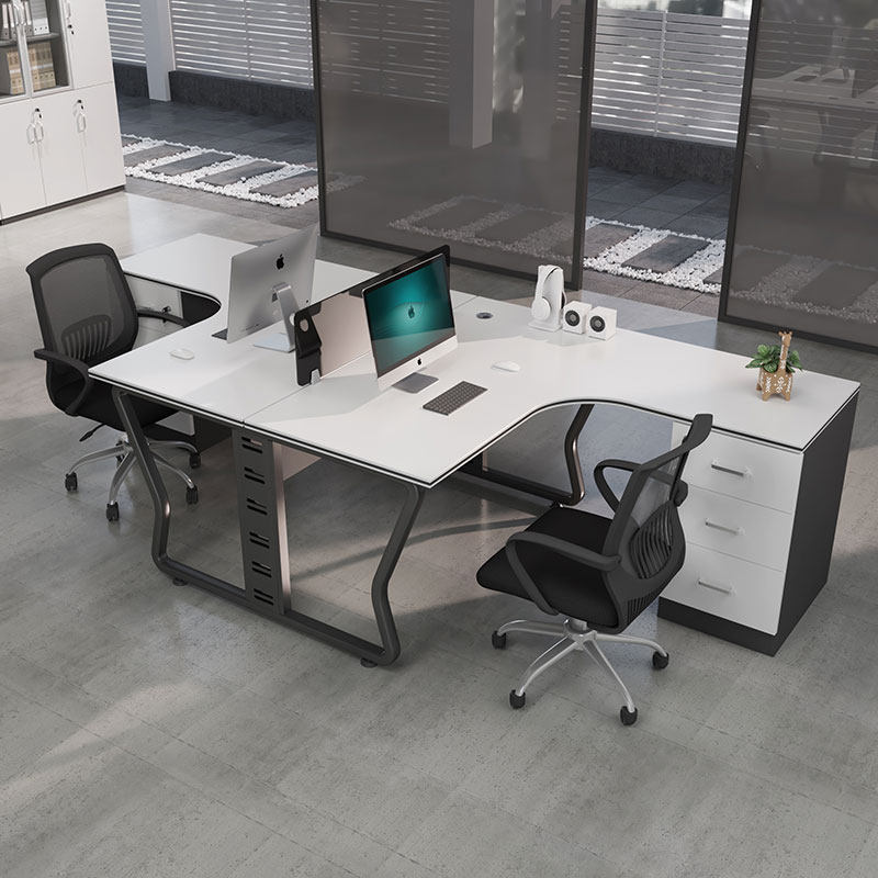 Desk Sub Office Desk Brief Modern 4 People Position Staff Position Screen Computer Staffs Table and chairs Composition