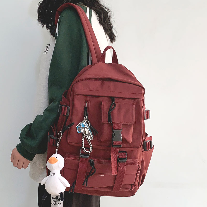 Bag Girl Han Version Original Juku Ulzzang High School Students Tooling Double Shoulder Bag Men Ins wind Large capacity Travel Shoulder Bag