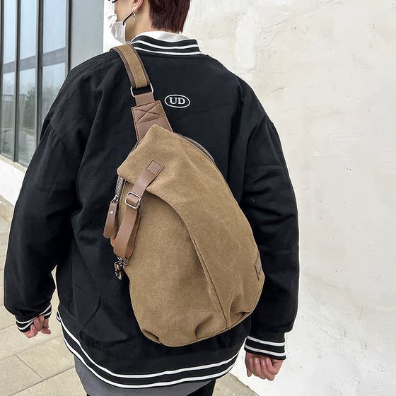 Canvas bag female casual retro large -capacity multi -function multi -function multi -function messenger bag