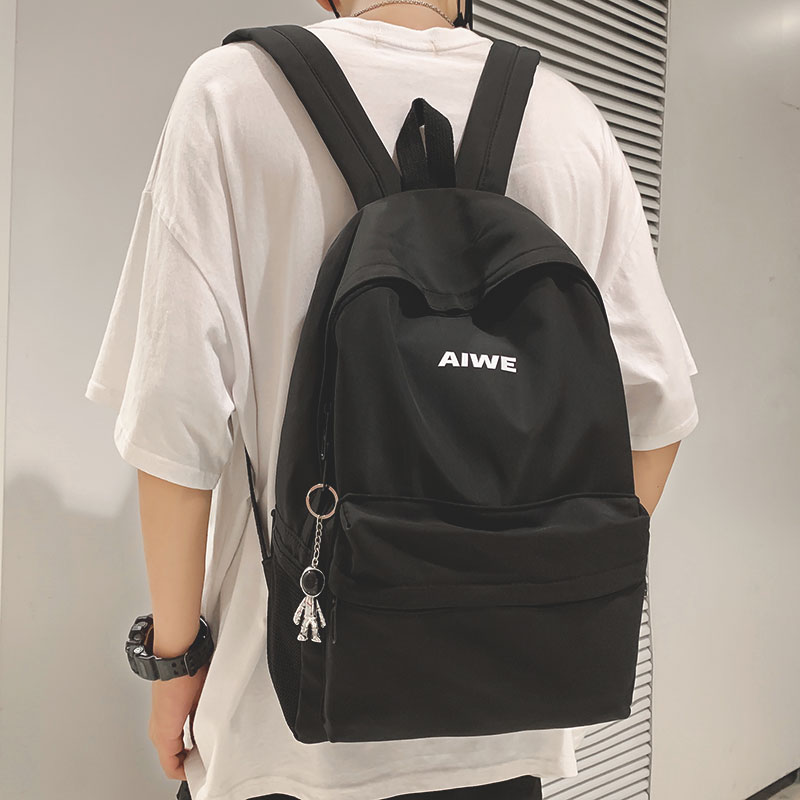 High School School Bag Male Brief Casual College Student Pure Color Double Shoulder Bag Woman Fashion Tide Card Large Capacity Travel bag