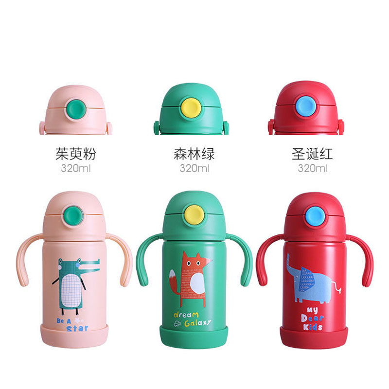 Original face children's thermos cup lid with handle straw cup lid baby drinking cup straw nozzle