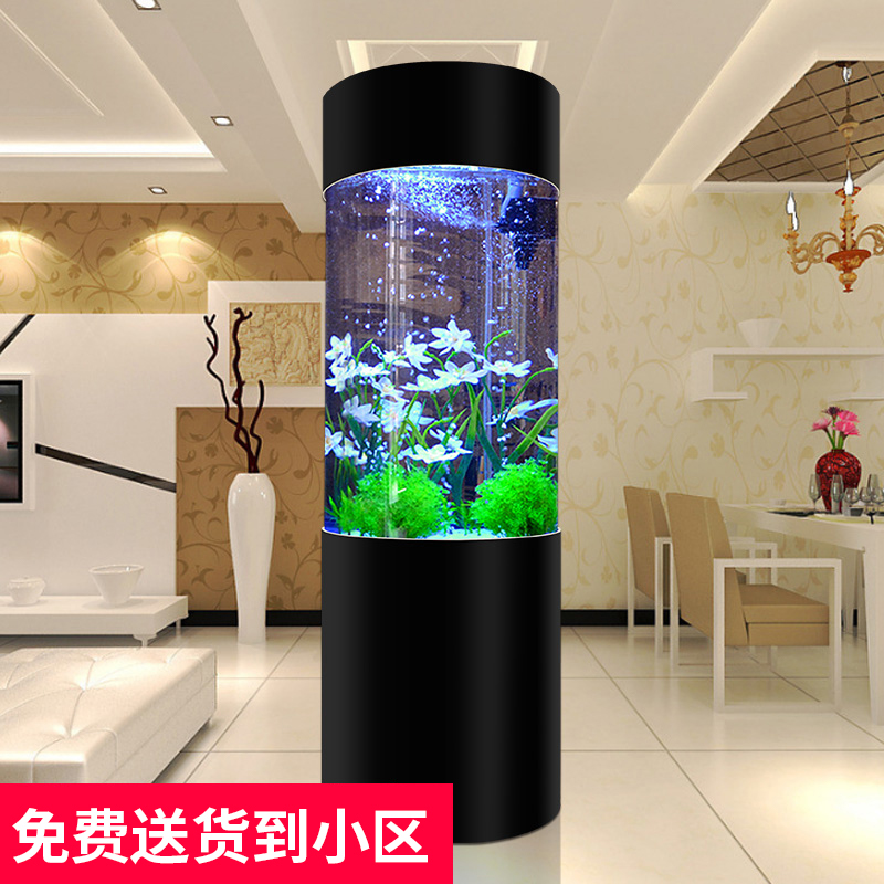 Dishun cylindrical fish tank aquarium living room small floor-to-ceiling household acrylic water-free round bottom filter cylindrical