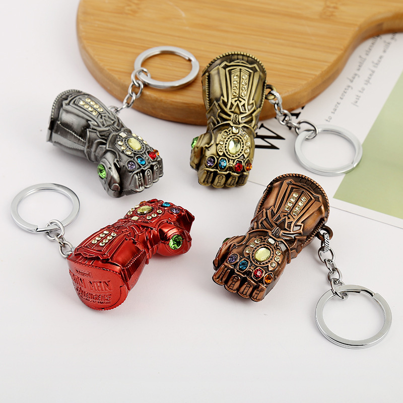 Avengers 4 Iron Man Nano Infinity Gauntlet Keychain Tony Stark Red Gauntlet Thanos Keychain Pendant