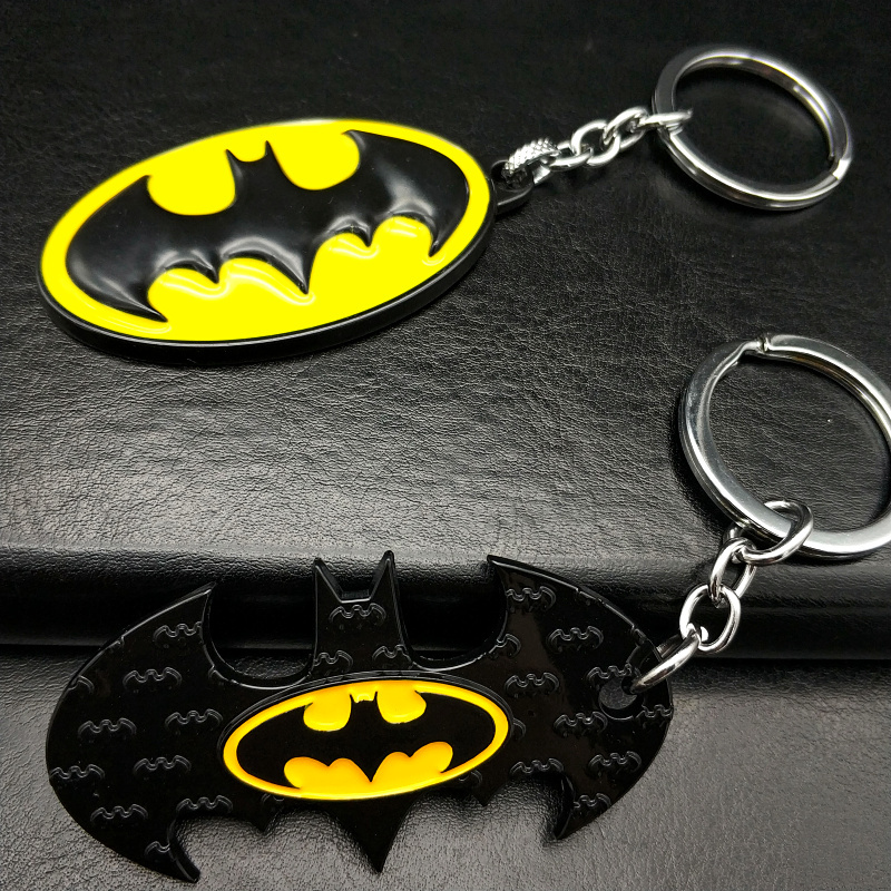 Superhero Bat Keychain Character Creative Retro Anime Version Metal Car Key Chain Ring Bag Pendant for Men
