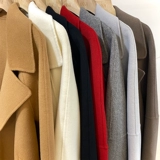 Двусторонное длинное кашемировое демисезонное шерстяное шерстяное пальто, средней длины