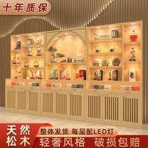 New Chinese Jade Ware Display Case Solid Wood Retro Tea Shop Products Display Case of display case Jewelry Cabinet Containing shelf