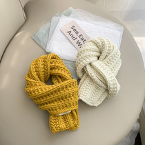 Korean version of solid color children's scarf knitted wool winter baby warm scarf children's long scarf