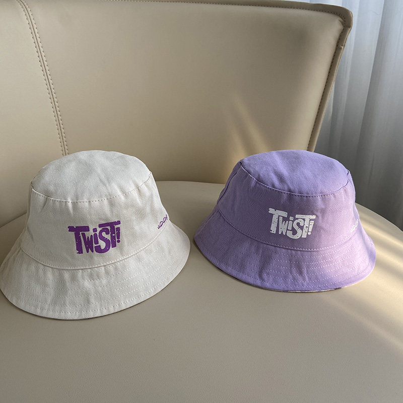 Children's fisherman hat spring and summer casual letter baby sunscreen sunscreen breathable boys and girls wide brim pot hat hat