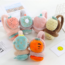 Optional color new plush cartoon earmuffs student fruit embroidered earbags autumn and winter ladies warm earmuffs