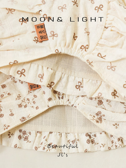 Baby hats for spring and autumn, milk tea color floral thin newborn hats for baby girls, ear-protecting palace hats for young babies