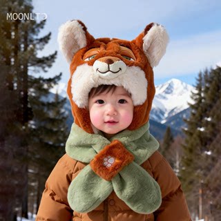 Fox Nick Children's Hat and Scarf Set for Winter, Unisex Baby Rabbit Judy Windproof Warm Ear Protection Hat