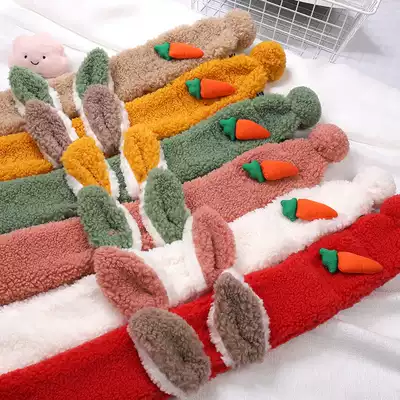 Children's scarf Lamb hair autumn and winter baby children cute rabbit warm thick neck sleeve male and female child bib