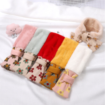 Childrens scarf imitation rabbit hair winter baby children cute broken flowers warm thickened neck cover mens and womens childrens bib