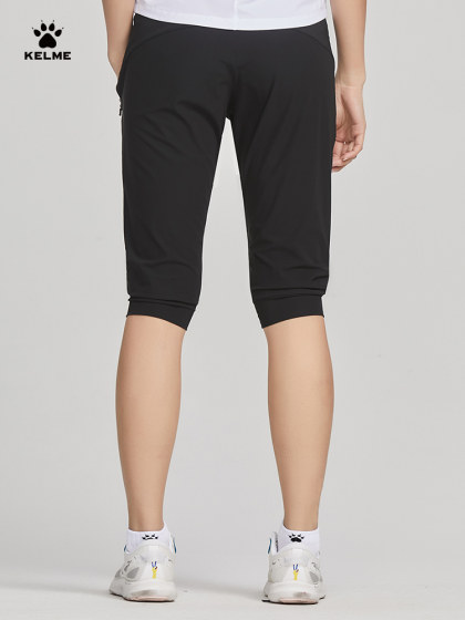 KELME卡尔美弹力针织七分裤女2025夏季冰丝凉感训练瑜伽运动裤子