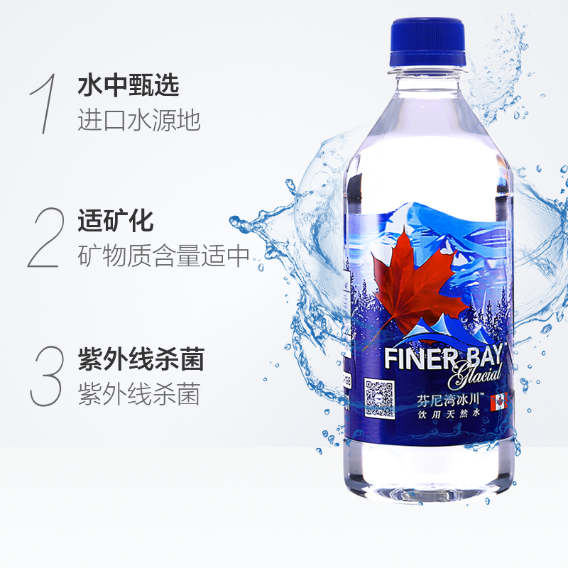 加拿大进口 芬尼湾 高端冰川饮用水 500ML*12瓶 低氘弱碱水 图1