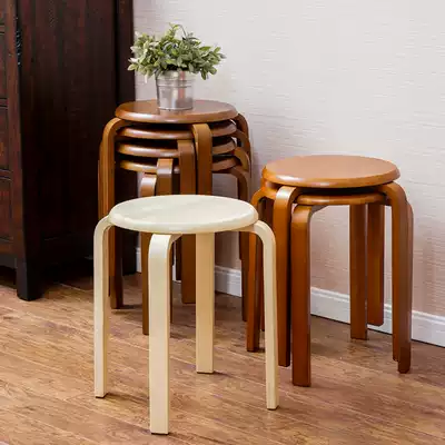 Solid Wood round stool Home Wooden stool modern simple stacked stool table stool Japanese-style wooden stool small bench stool chair