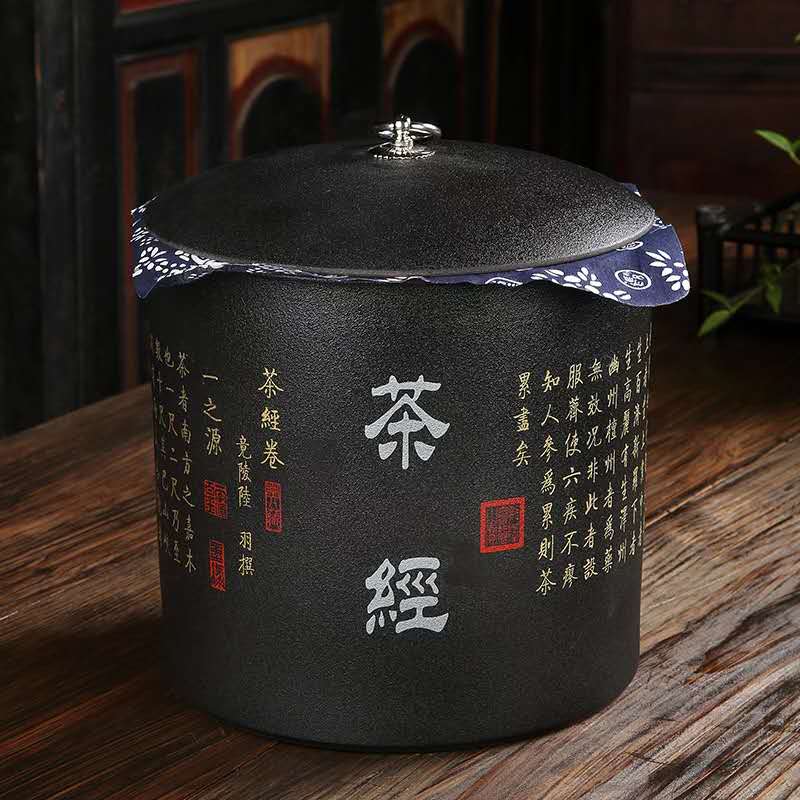 Tea Leaf Jar Purple Sand Retro China Wind No. 7 Pizza Pu-erh Tea Cake Tea Pot ceramic Home White tea Tea pail