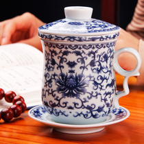 Green flower porcelain office cup men and womens office use with belt cover with cover ceramic tea cup large capacity tea set anti-heat resistant