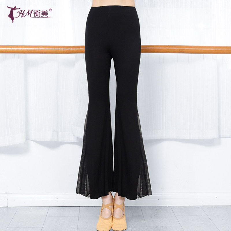 Modern dance costume Classical dance dance practice pants female adult Chinese dance wide leg pants body mesh flared pants