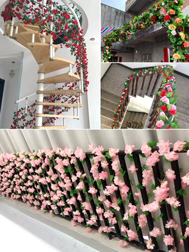 Имитация роз, искусственные цветы, виноградные лозы, настенные ковры, намоточные водопроводные трубы для кондиционирования воздуха, блокировка и украшение потолка гостиной пластиковыми растениями