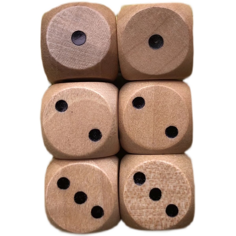 1 6 cm wooden wooden game dice dice with 1 point on both sides 2 points on both sides 3 points can be customized