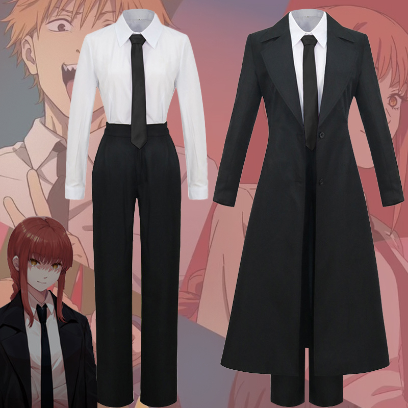 Chainsaw Man Makima Cosplay Black Suit Anime Trench Coat Jacket Play Nurse Uniform Dress Wig Full Set for Women Chainsaw Man Makima Cosplay Black Suit Anime Trench Coat Jacket Play Nurse Uniform Dress Wig Full Set for Women