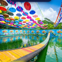 Fun Trampoline Mesh Red Bridge Swing Bridge Inflatable Fire High Altitude Protection Safe Lifesaving Air Cushion Water Amusement Equipment