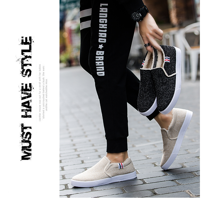 Giày nam nam phiên bản Hàn Quốc 2018 xu hướng mới cộng với giày vải nhung cho nam Giày đế bằng giày the thao nam giá rẻ