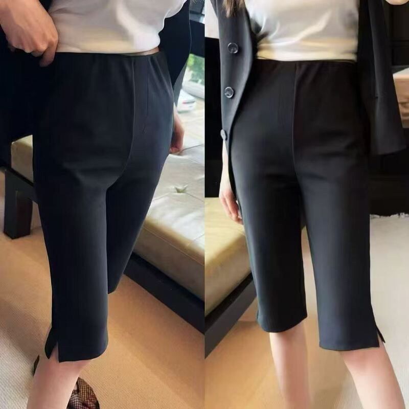 European Station Nf2026 Summer New Style Women's High-Waisted Side-Slit American-Style Cycling Capri Pants