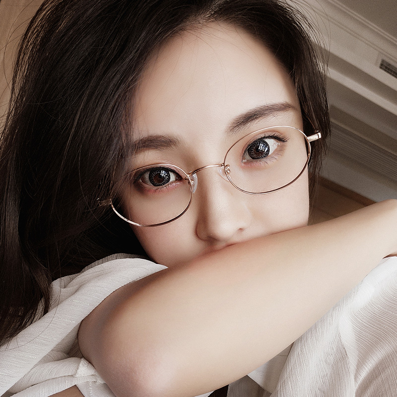 Small fine-edge retro-literary glasses frame of light titanium small elliptical frame frame of male fine-sighted glasses frame