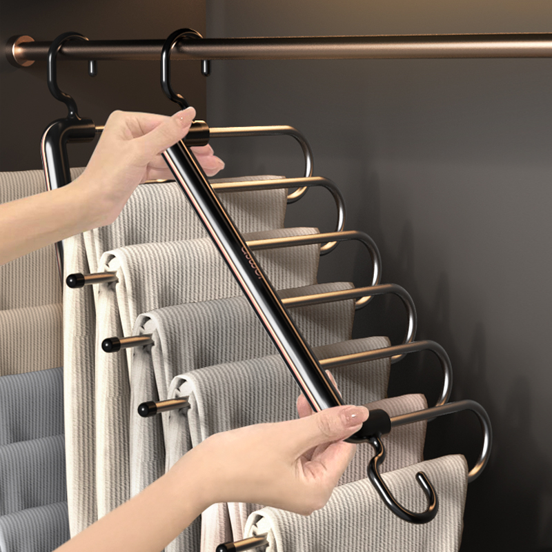 Folding Pants Rack Pants Clip Multifunction Home Hanging Clothes Hanger Special Pants Hanger Wardrobe Wardrobe Built-in Pants containing Divine Instrumental-Taobao