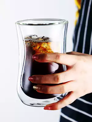 Double-layer glass creative European-style transparent anti-scalding tea cup Iced coffee cup Juice milk cup insulation cup