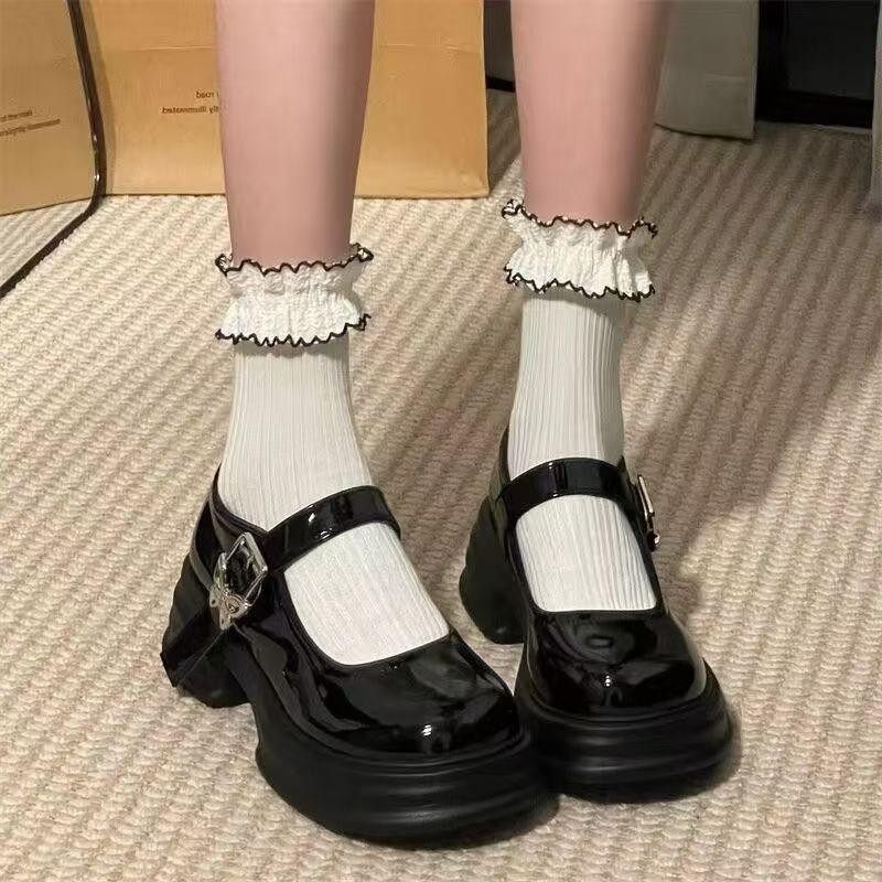 Shallow Mouth Japanese Style Spring and Autumn New French Retro Jk Small Leather Shoes Single Shoes Butterfly Buckle Mary Jane Shoes Versatile