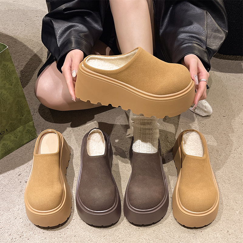 Thick-Soled Height-Increasing Birkenstock-Style Shoes for Women, Autumn and Winter Outerwear, 2026 New Style, Fleece-Lined and Thickened, Suitable for Wearing with Skirts, Closed-Toe Half-Slippers, Cotton Shoes Thick-Soled Height-Increasing Birkenstock-Style Shoes for Women, Autumn and Winter Outerwear, 2026 New Style, Fleece-Lined and Thickened, Suitable for Wearing with Skirts, Closed-Toe Half-Slippers, Cotton Shoes