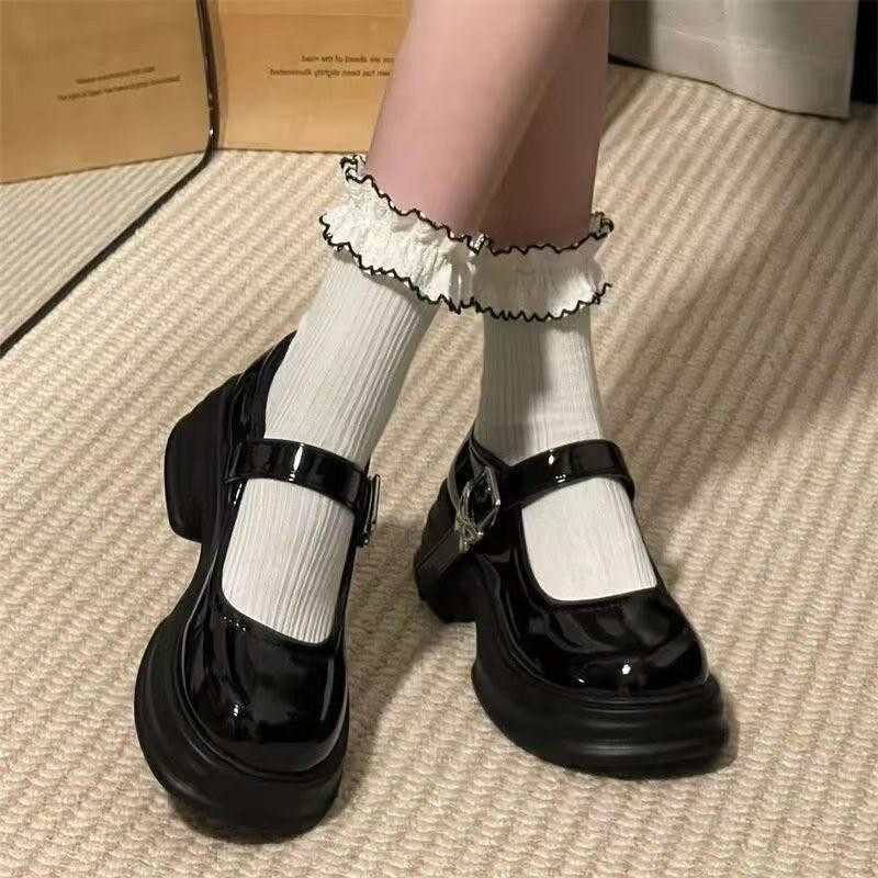 Shallow Mouth Japanese Style Spring and Autumn New French Retro Jk Small Leather Shoes Single Shoes Butterfly Buckle Mary Jane Shoes Versatile