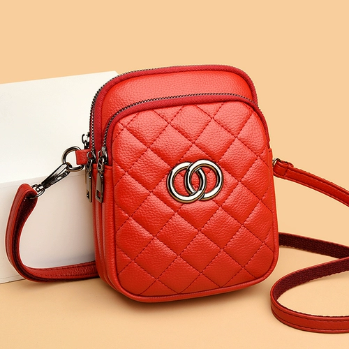 Сумка через плечо, сумка на одно плечо с ромбовидным узором, из натуральной кожи