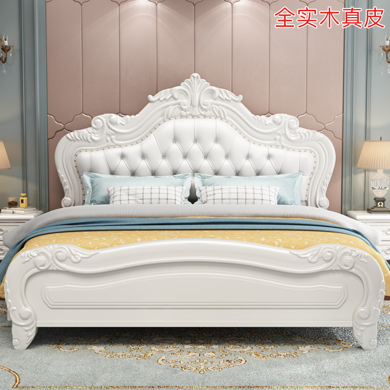 European solid wood bed American 1 8 meters double bed Leather soft bag bed Master bedroom high box storage 1 5 meters factory direct sales