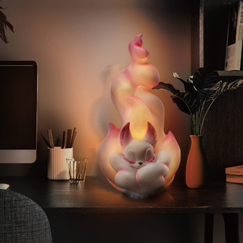 Praying Fox Night Light for Good Luck, Voice-Activated Lighting, Creative Figurine, Trendy Cartoon Ornament, Wishing Gift
