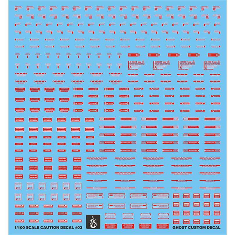 (Inflammatory) 1:100 Warning Warning Signs Stripes (GHOST Original) Fluorescent Water Sticker (red)