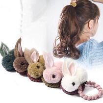 Plush rabbit ear hairclip Hairband female head rope girl hair hoop cute little rabbit children hair accessories leather band