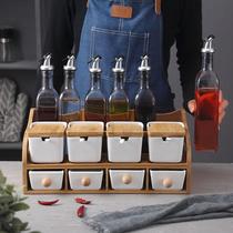 Home Ceramic Seasoning Case Glass Oil Jug Seasoning Bottle Composition Suit Kitchen Seasoned Jar Seasoning Jar